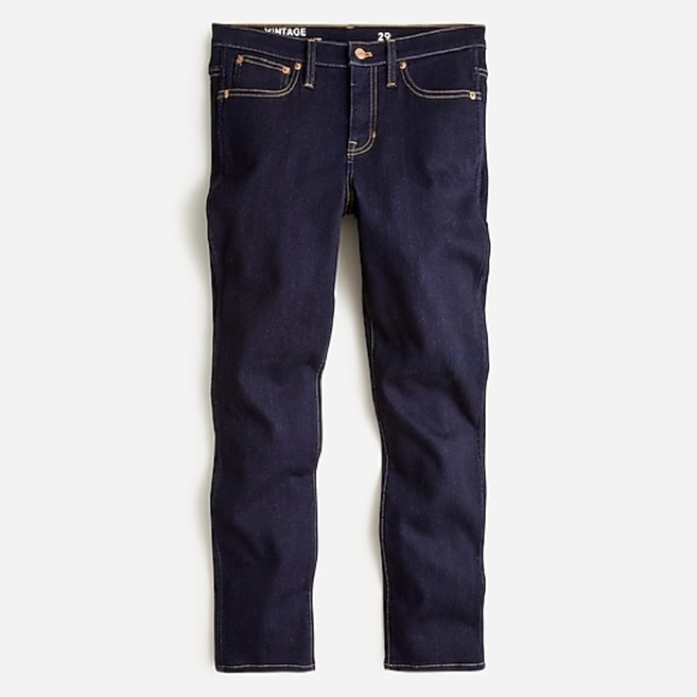 J Crew 9" mid-rise vintage slim-straight brushed back jean in rinse